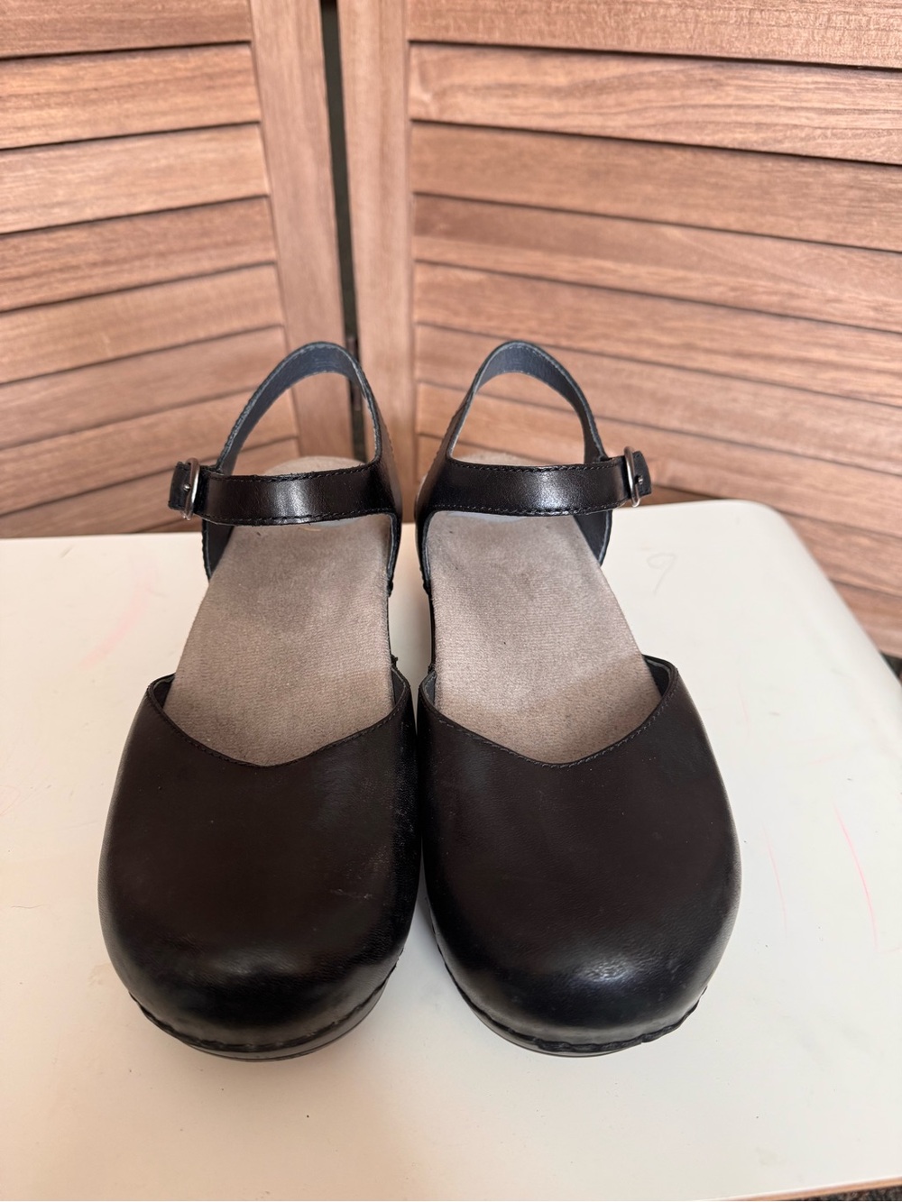 Dansko Black Leather Mary Jane Clogs